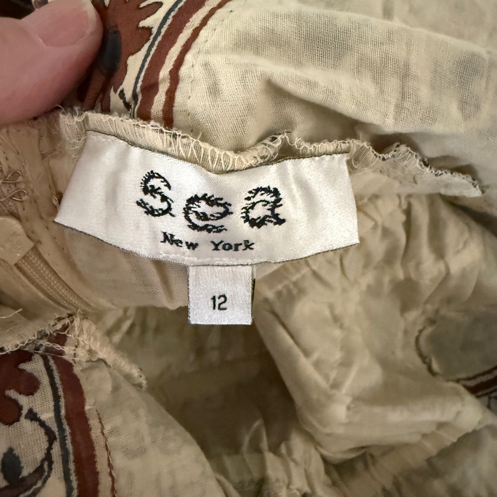 Sea New York Brown Cream Ruched Ruffled Maxi Sundress - Picture 3 of 3